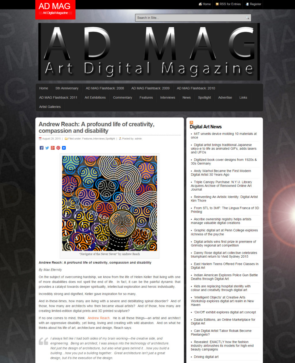Andrew Reach Art Digital Magazine Interview screen shot 08-29-2015